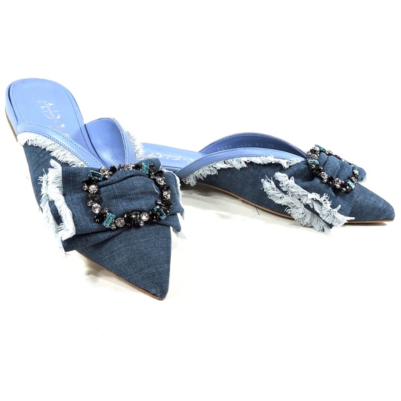 FABRIC LOW HEELS WOMEN'S MULES - Picture 1 of 8